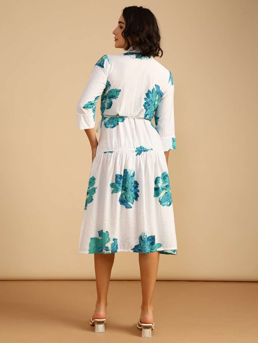 women printed three quarter sleeve shirt dress - 22037575 -  Standard Image - 4