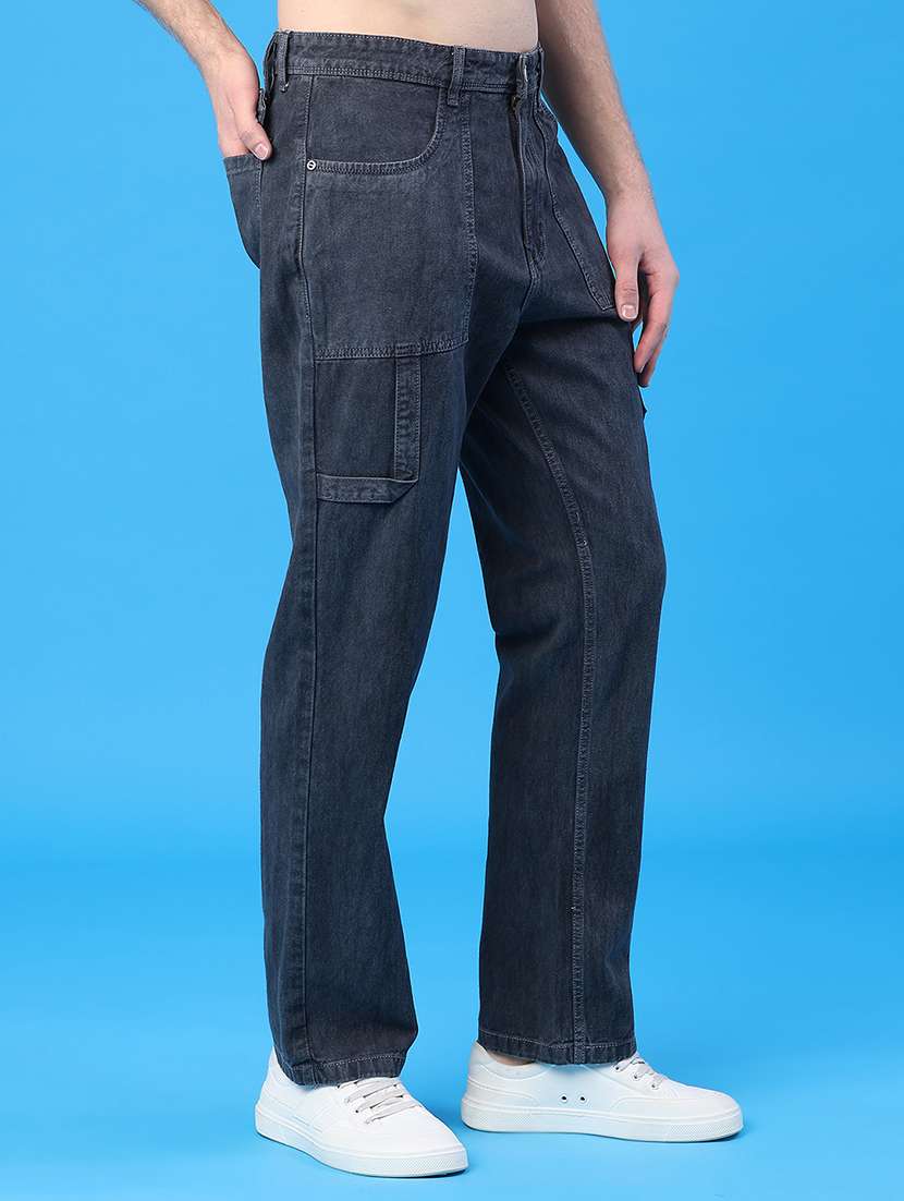 men plain mid rise relaxed fit jeans - 22037596 -  Standard Image - 1