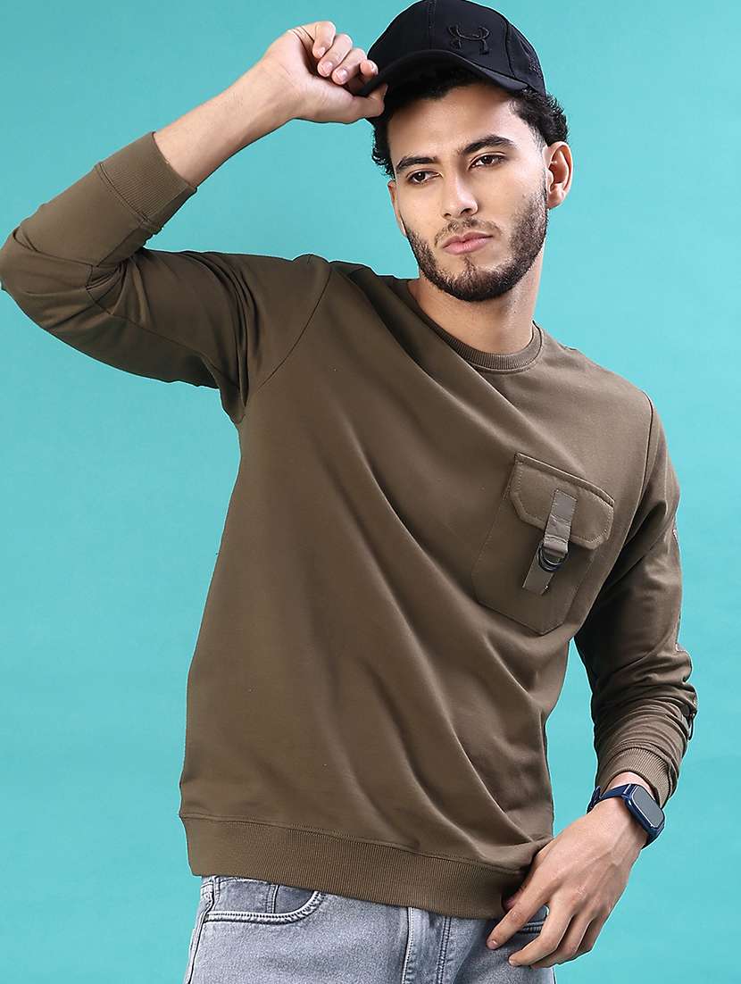 men solid long sleeve regular fit sweatshirt