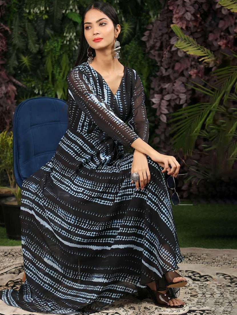 women printed long sleeve fit & flare dress - 22037774 -  Standard Image - 1