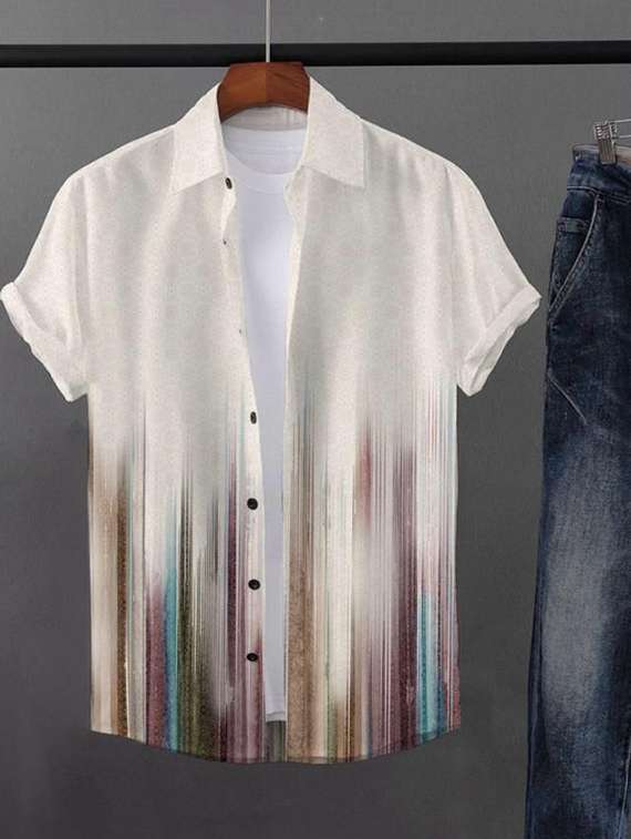 men printed collared short sleeve casual shirt - 22037780 - Standard Image - 1
