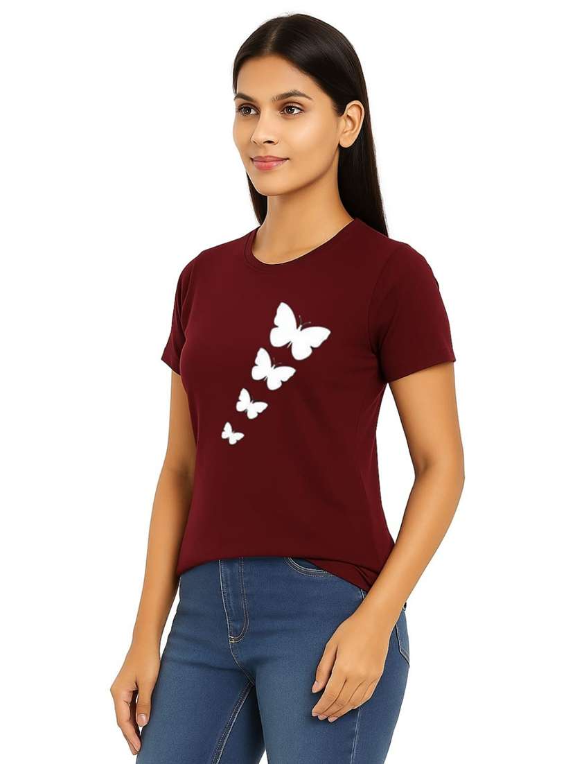 maroon cotton blend regular tshirt - 22037833 -  Standard Image - 1