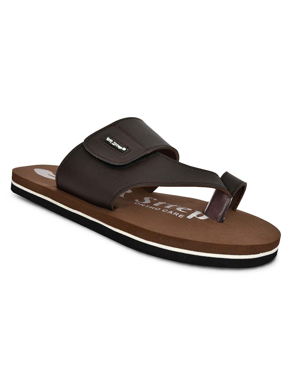 men brown solid one toe slipper - 22037839 - Standard Image - 4