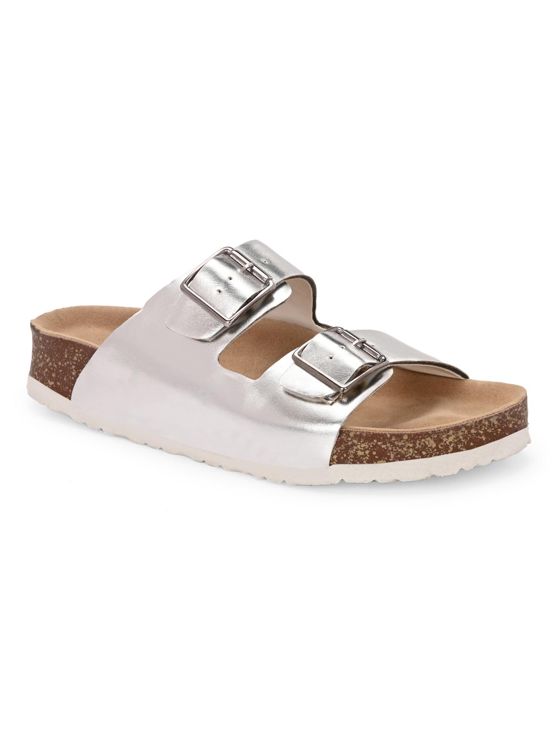 women silver slip on sandal - 22037855 - Standard Image - 1