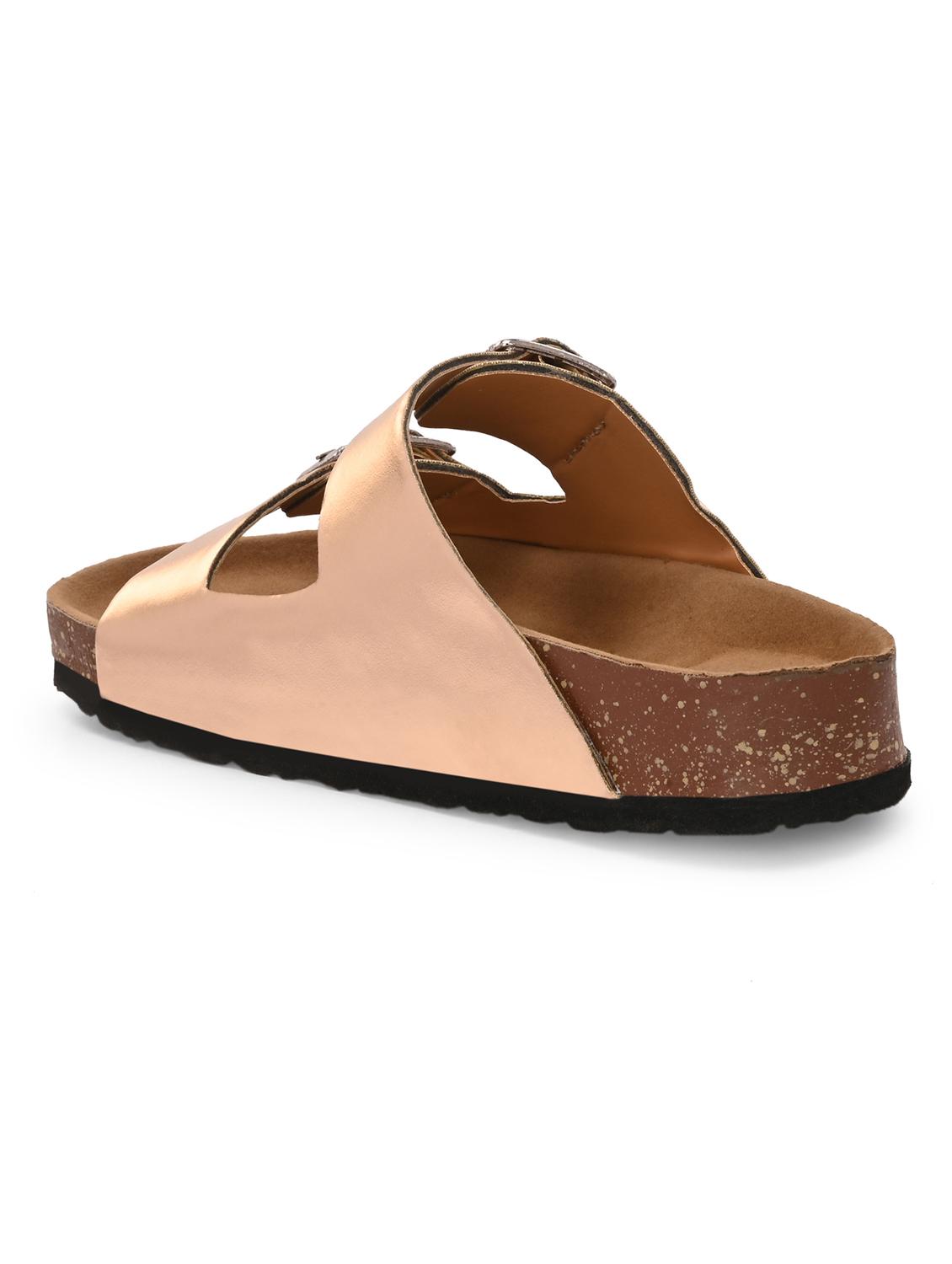 women golden slip on sandal - 22037856 - Standard Image - 4
