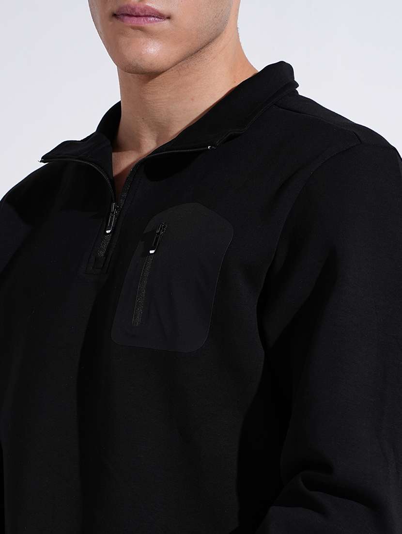 men solid stand collar long sleeve pullover - 22037869 -  Standard Image - 4