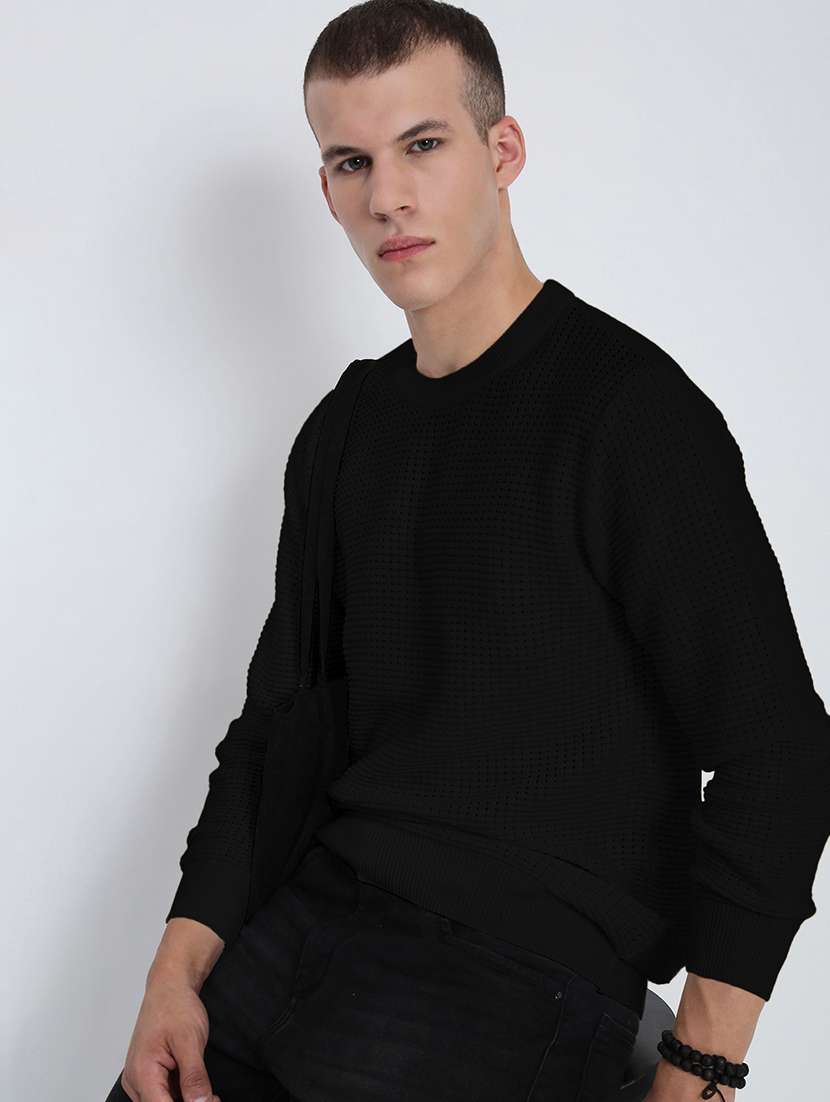 men black solid long sleeve pullover - 22037871 -  Standard Image - 1