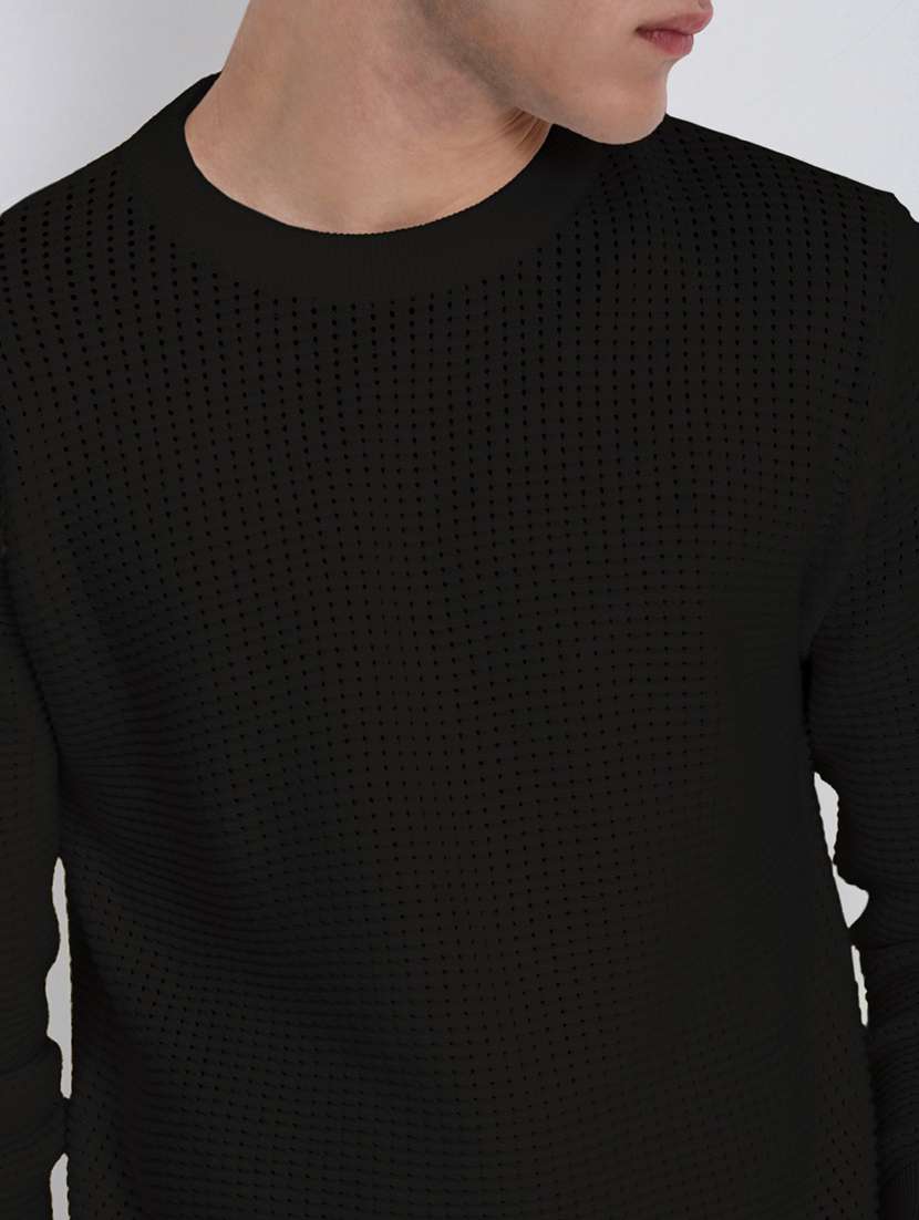 men black solid long sleeve pullover - 22037871 -  Standard Image - 4