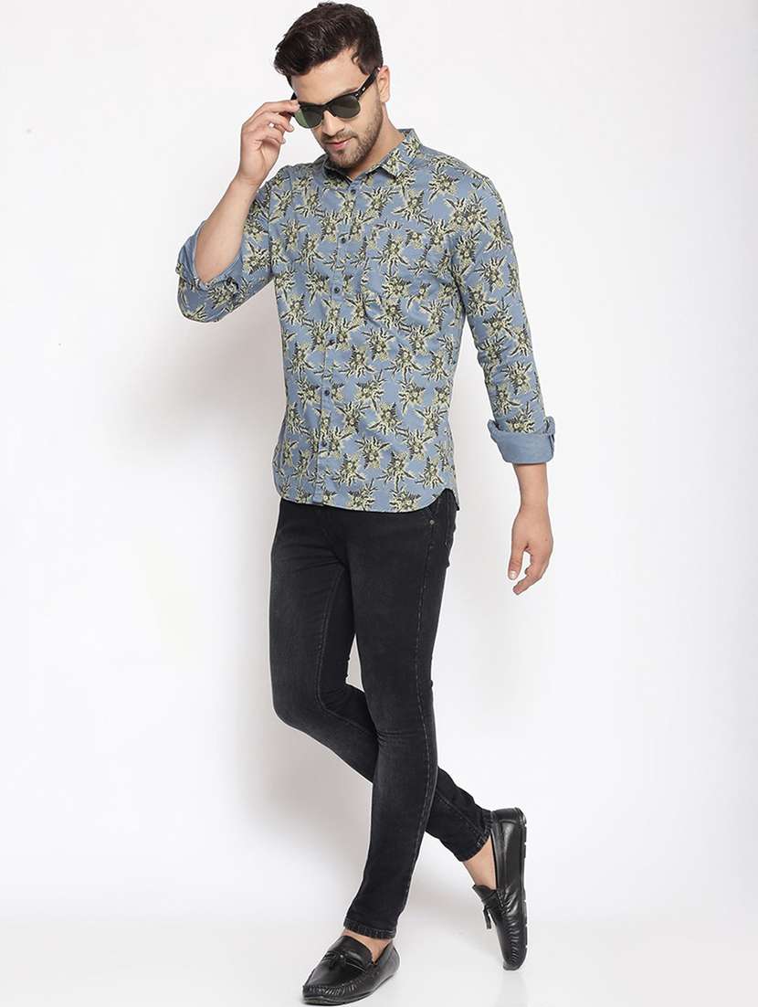 men printed collared long sleeve regular fit shirt - 22037885 -  Standard Image - 4