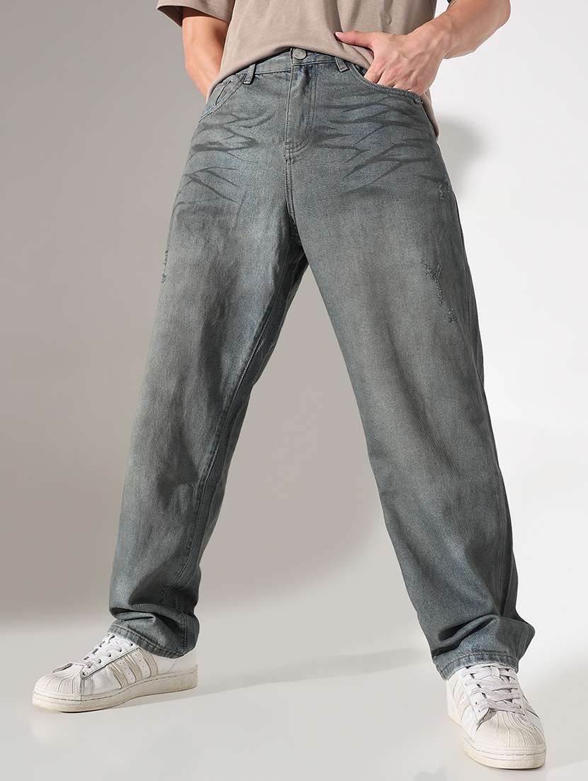 men solid mid rise baggy fit jean - 22037898 -  Zoom Image - 0
