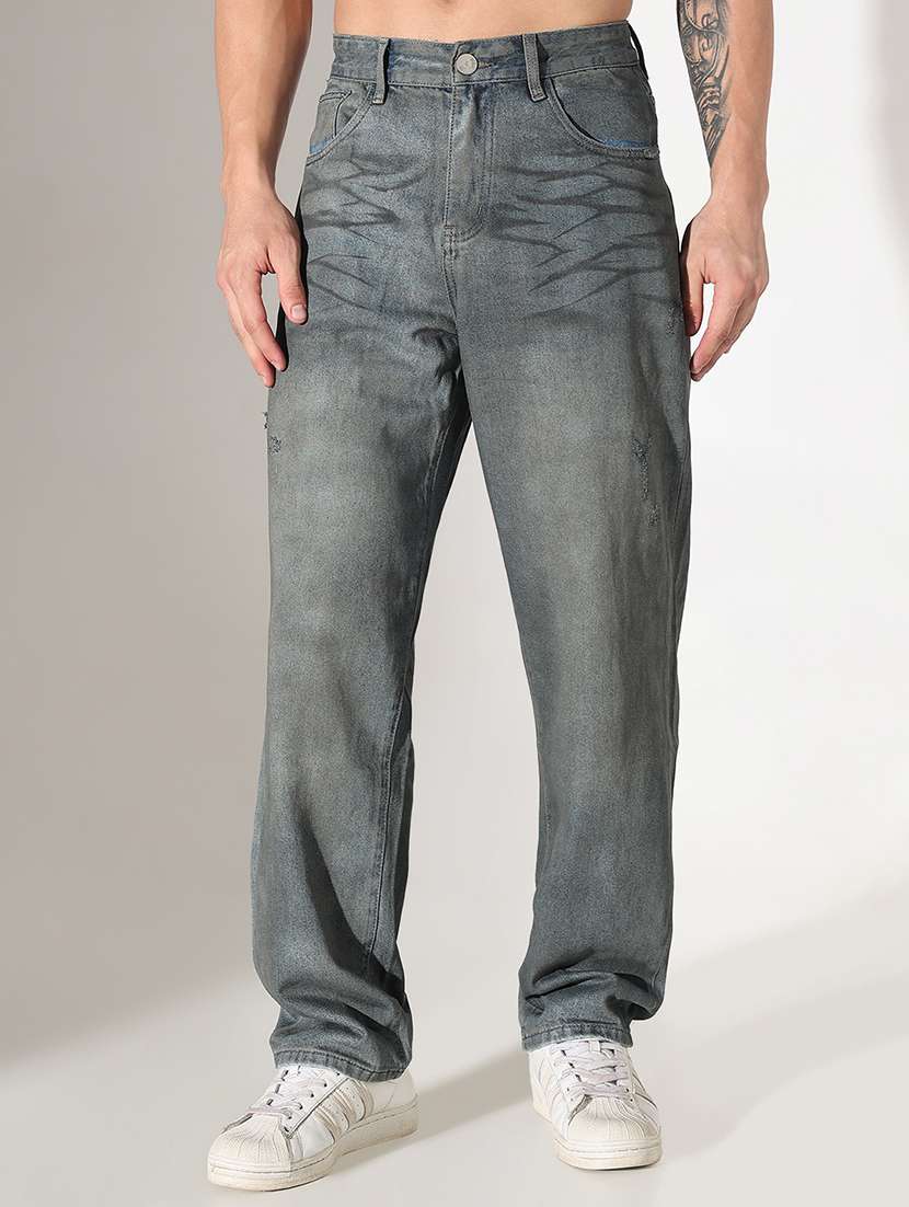 men solid mid rise baggy fit jean - 22037898 - Standard Image - 4