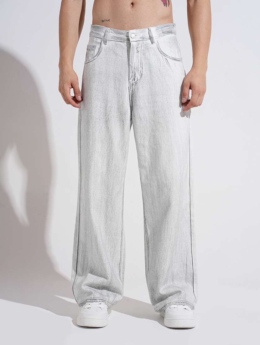 men solid mid rise baggy fit jean - 22037902 - Standard Image - 1