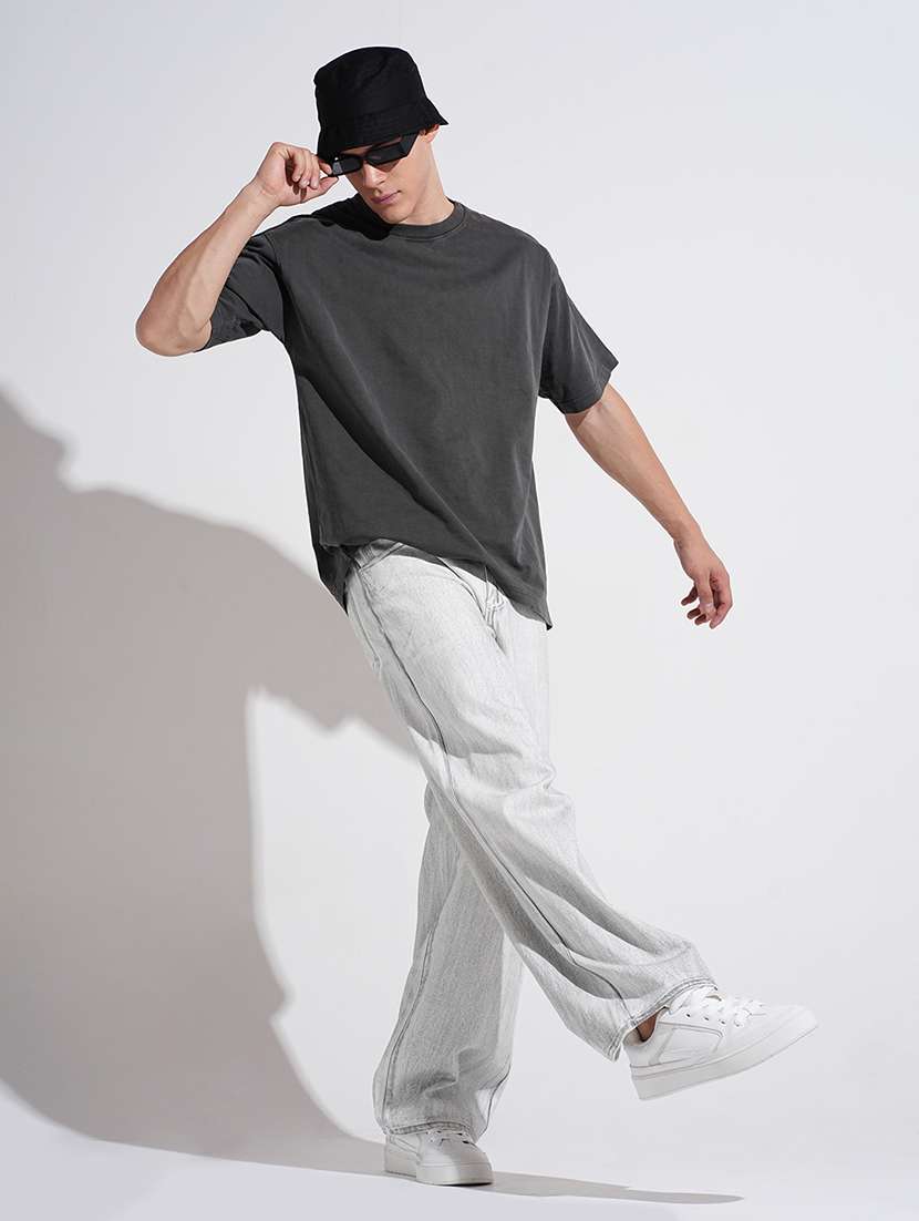 men solid mid rise baggy fit jean - 22037902 - Standard Image - 4