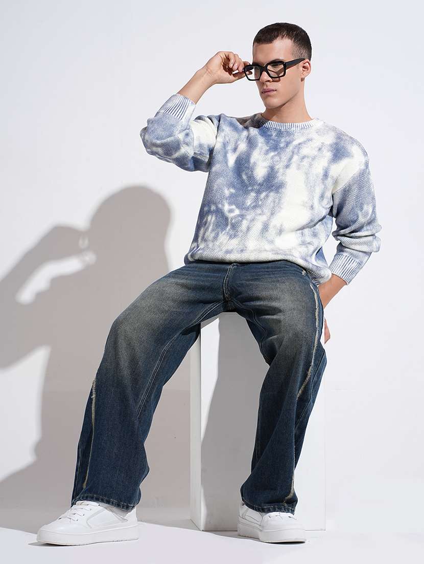 men solid mid rise baggy fit jean - 22037903 - Standard Image - 1