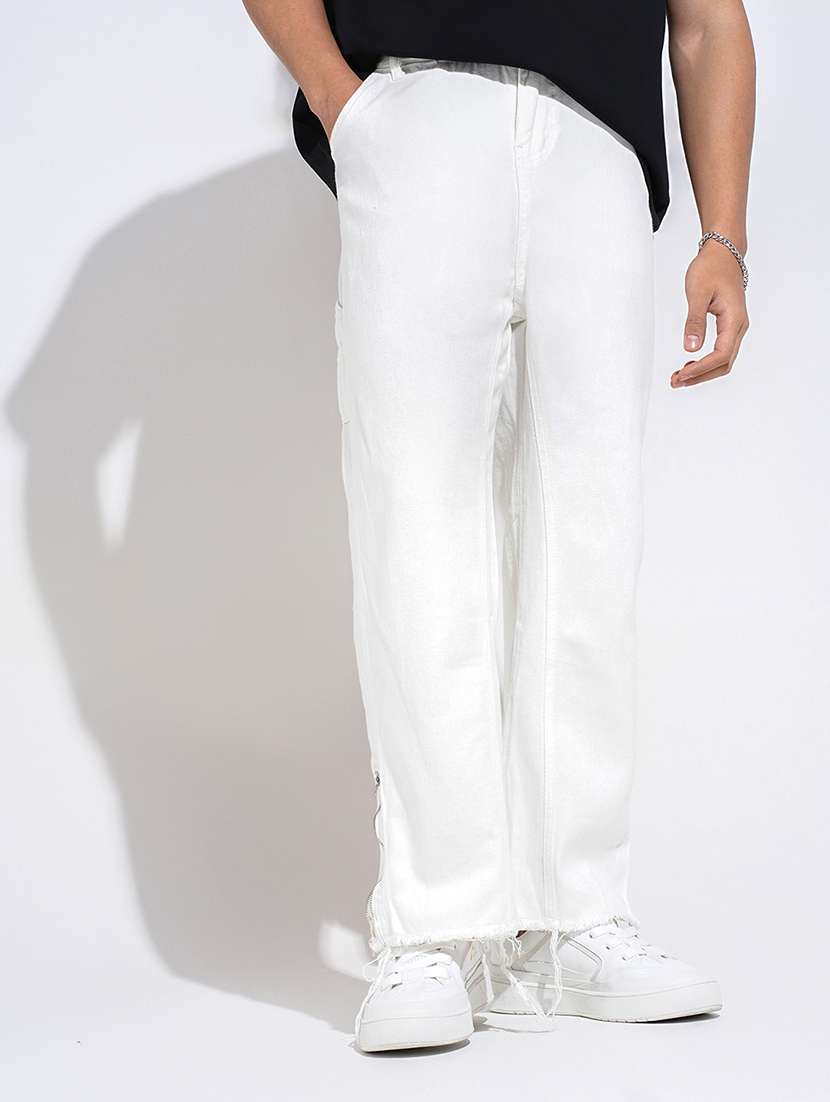 men solid mid rise relaxed fit parachute pants
