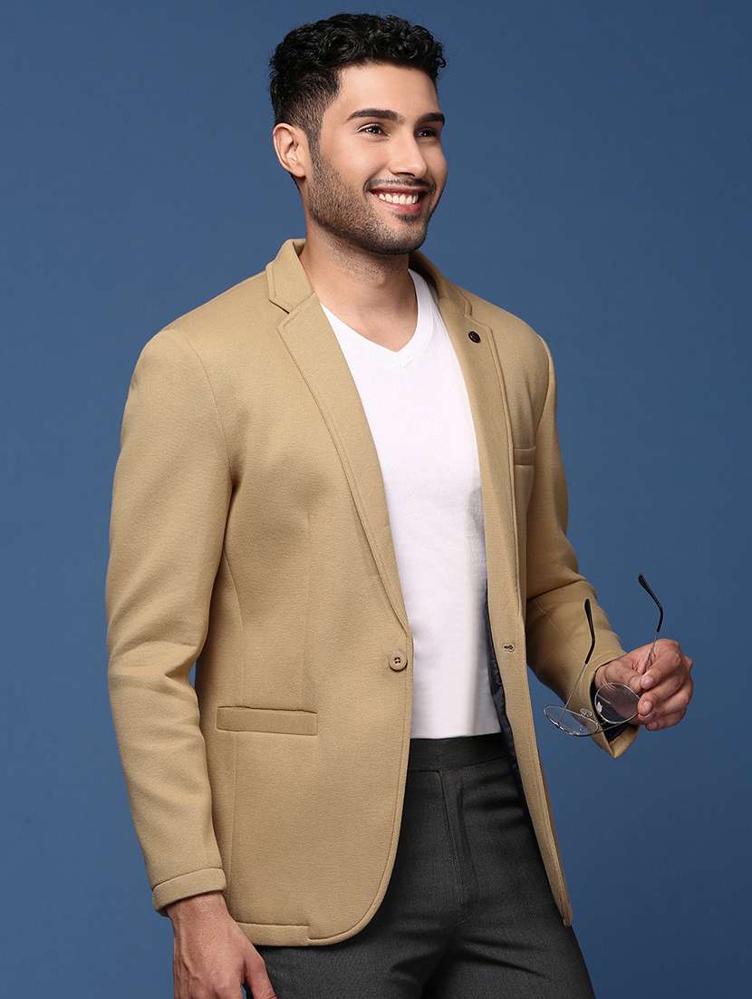 men solid long sleeve single breasted blazer - 22037934 -  Standard Image - 1