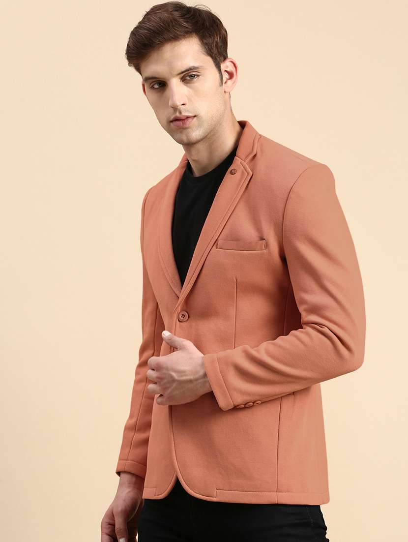 men solid long sleeve single breasted blazer - 22037944 - Standard Image - 1