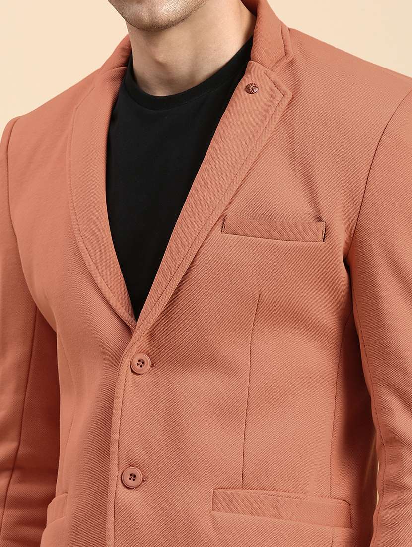 men solid long sleeve single breasted blazer - 22037944 - Standard Image - 4