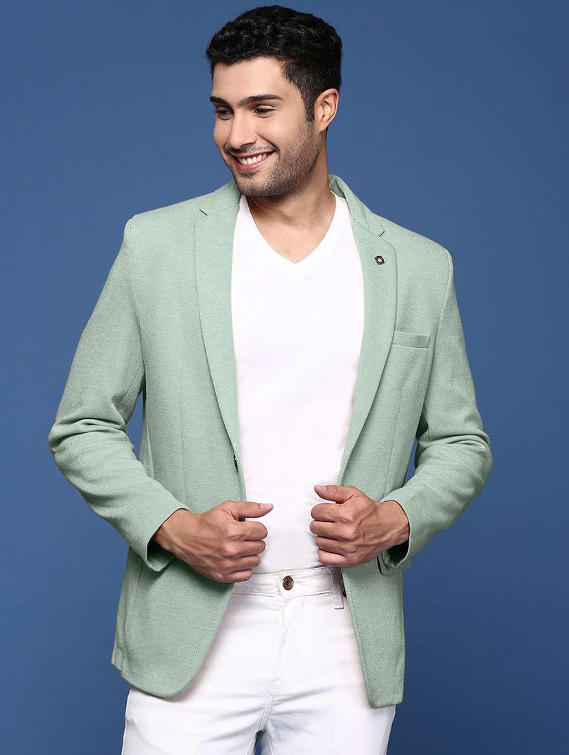 men solid long sleeve single breasted blazer - 22037954 -  Standard Image - 1
