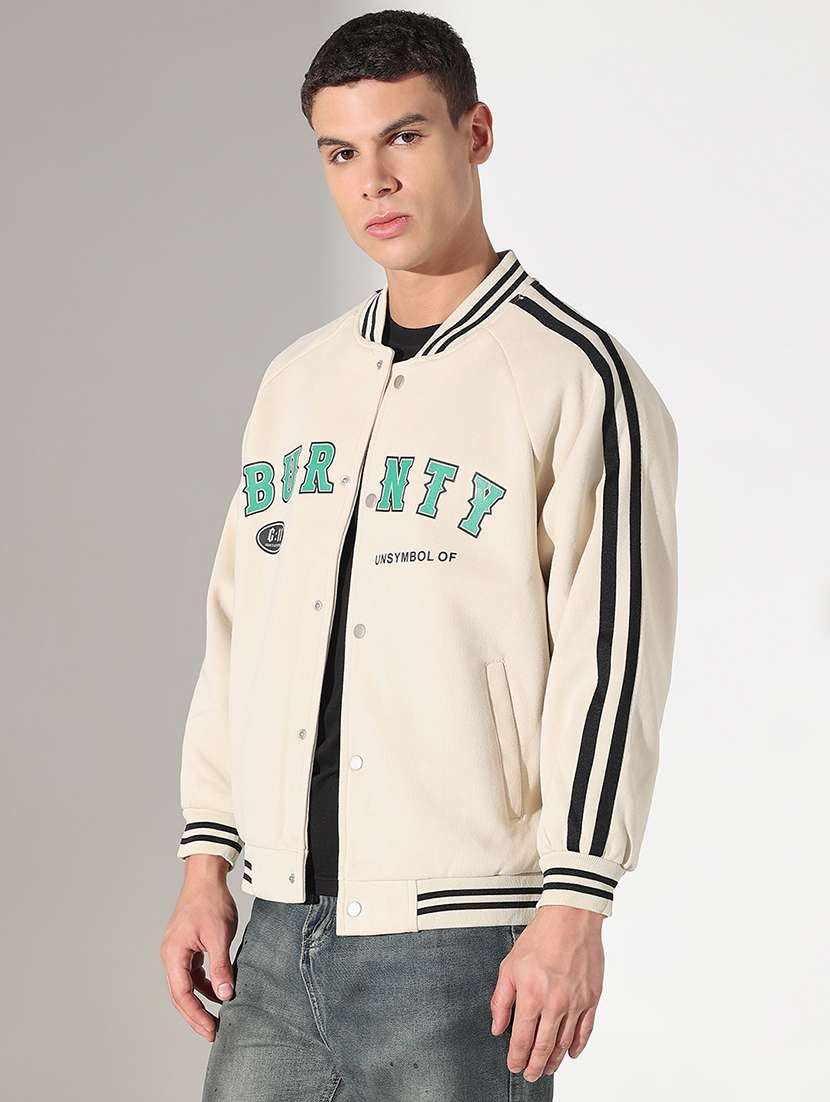 men printed long sleeve varsity jacket - 22037971 - Standard Image - 1