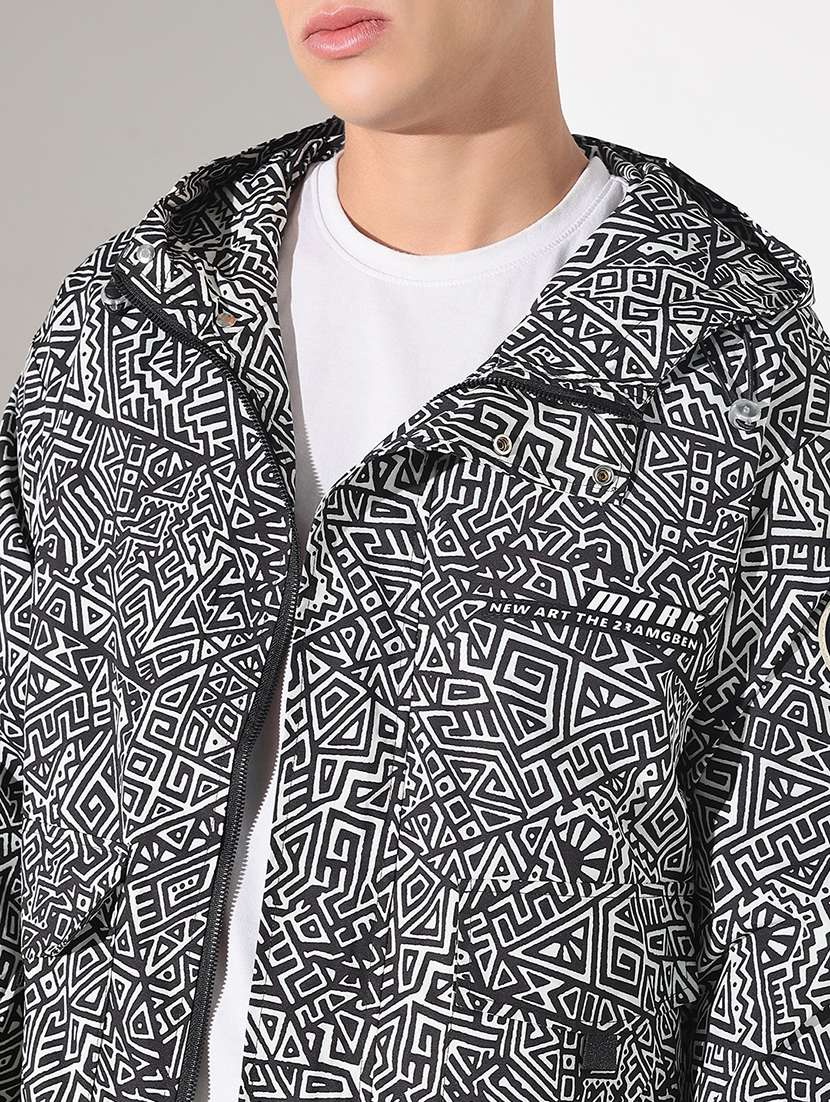men printed long sleeve hooded bomber jacket - 22037973 -  Standard Image - 4