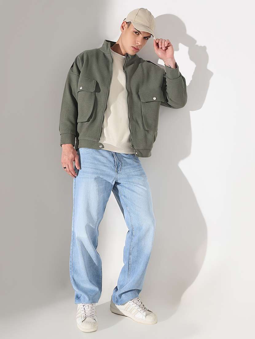 men solid stand collar long sleeve taliored jacket - 22037978 - Standard Image - 4