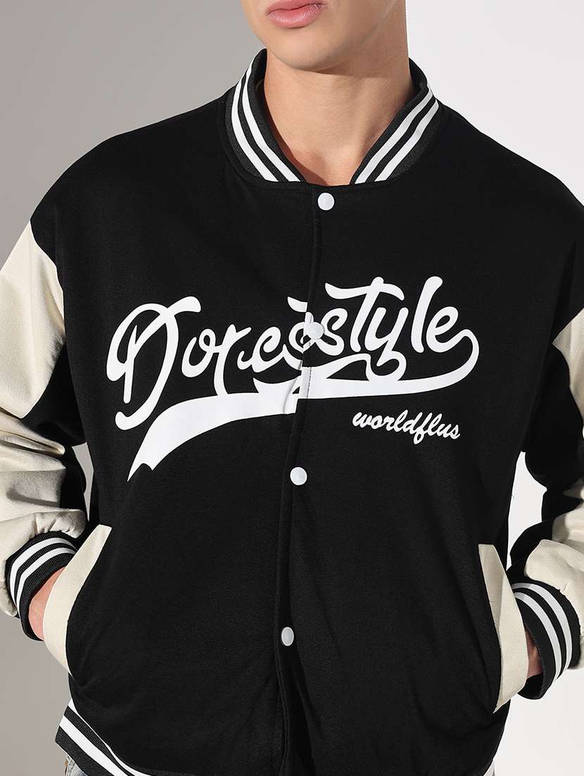 men color blocked long sleeve varsity jacket - 22037979 - Standard Image - 4