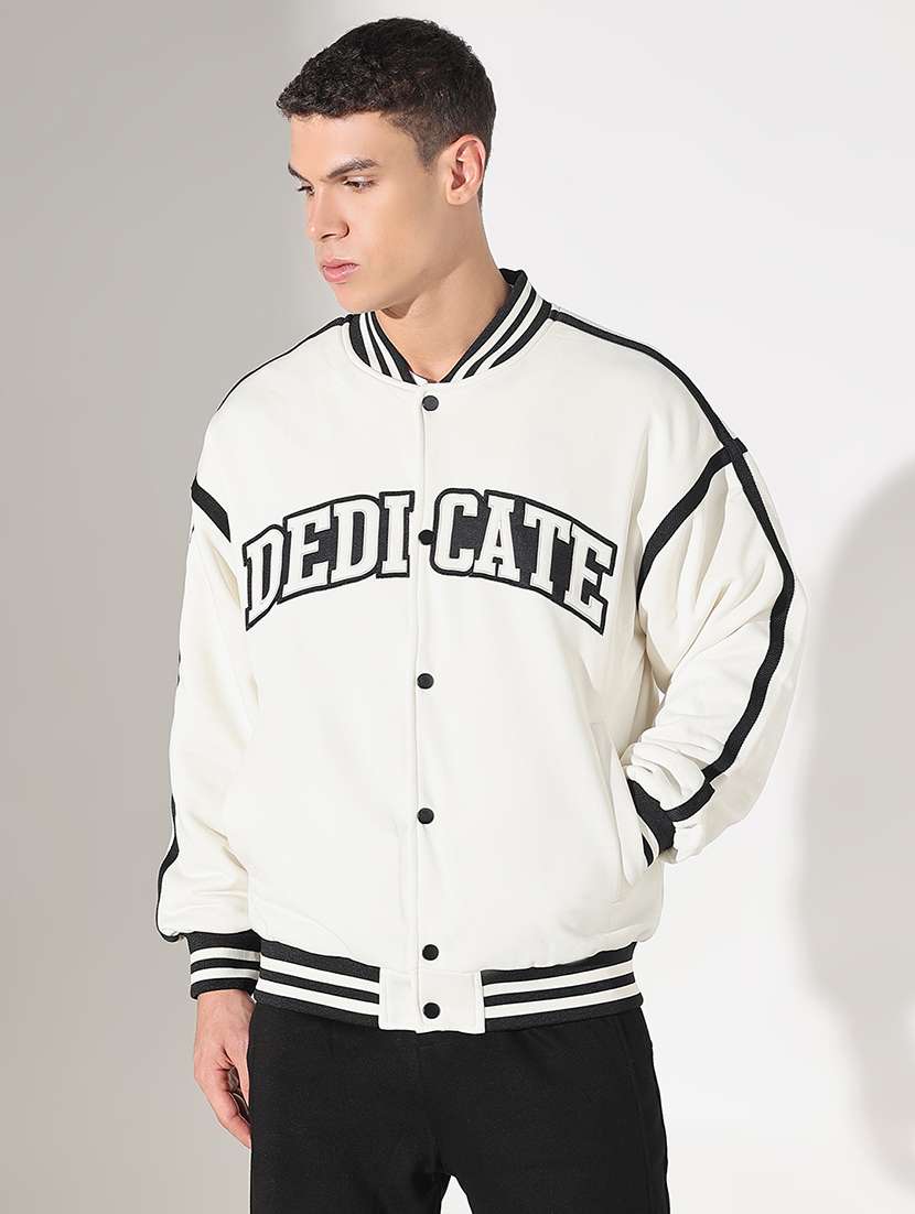 men typographic print long sleeve varsity jacket - 22037980 - Standard Image - 1