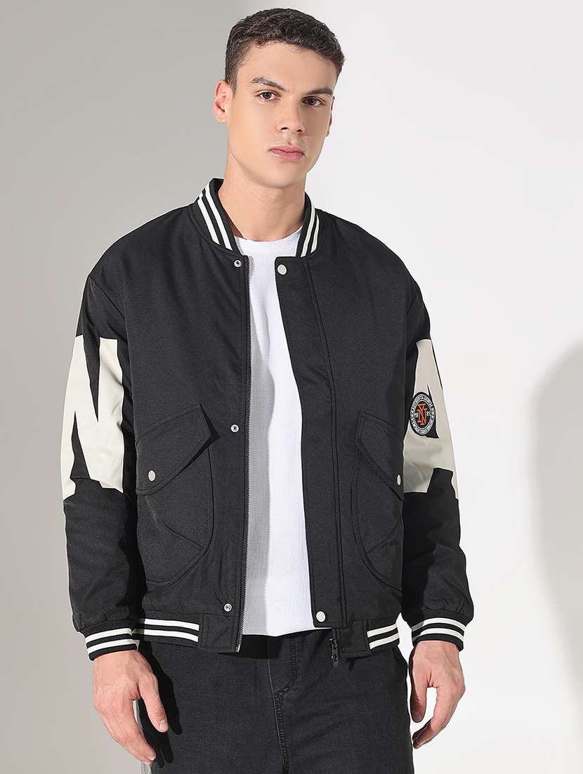 men printed long sleeve varsity jacket - 22037982 - Standard Image - 1