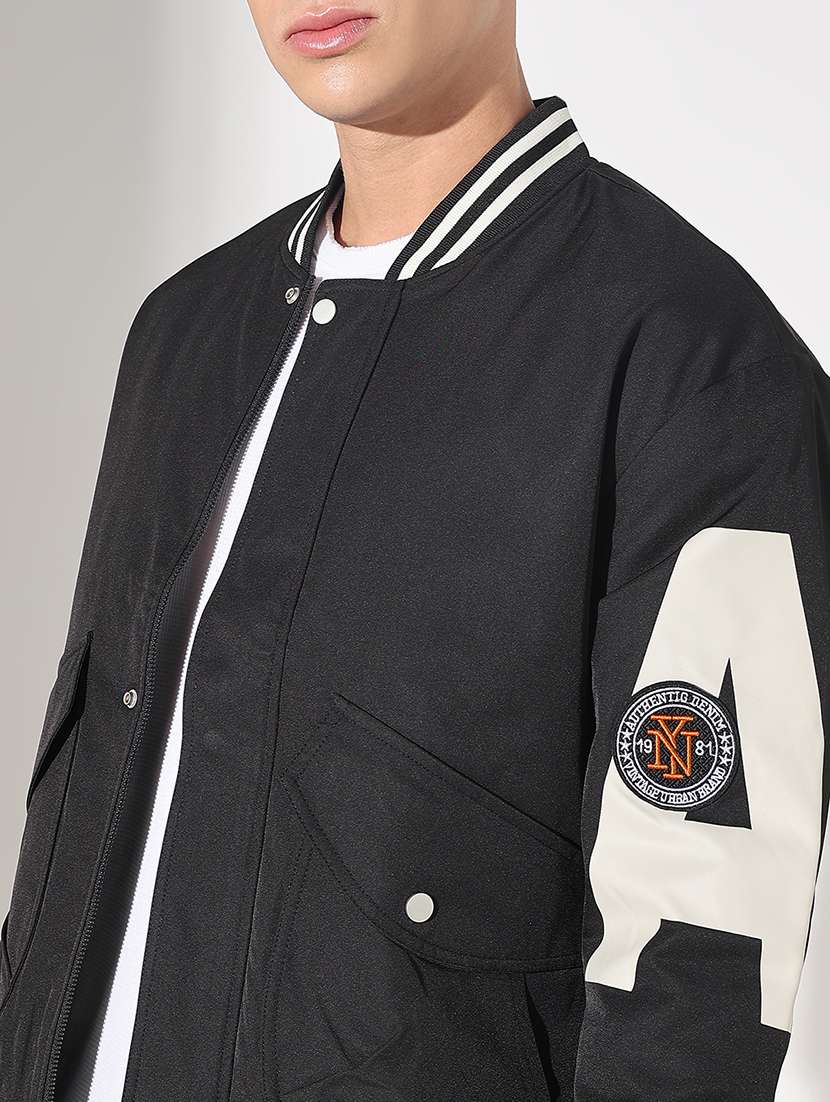 men printed long sleeve varsity jacket - 22037982 - Standard Image - 4