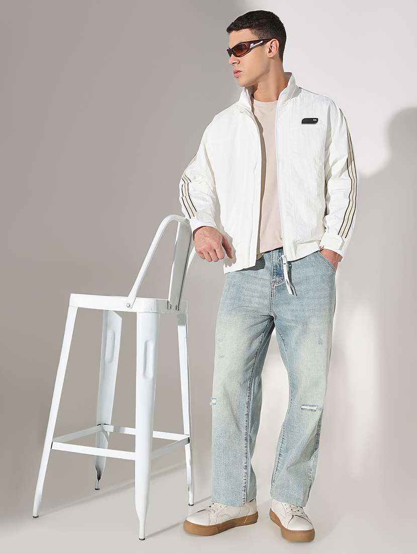 men soldi stand collar long sleeve bomber jacket - 22037985 -  Standard Image - 4