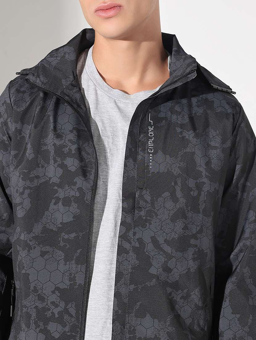 men printed hooded long sleeve bomber jacket - 22037986 -  Standard Image - 4
