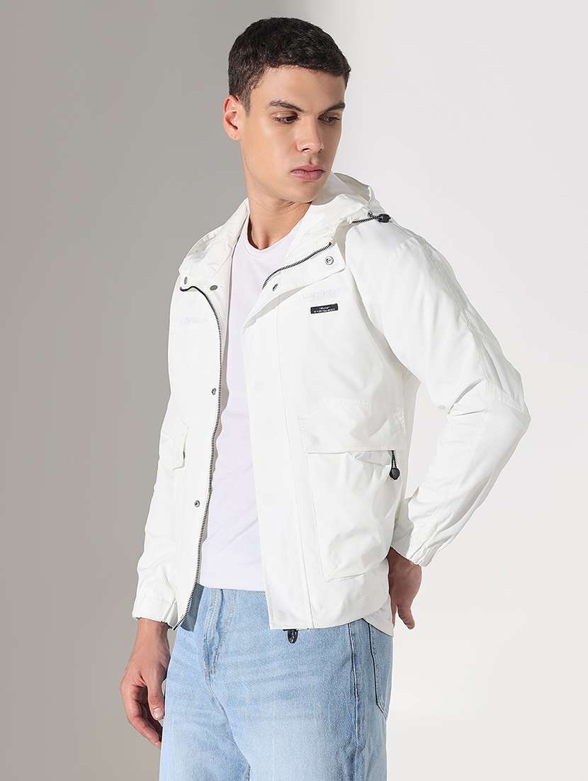 men white solid long sleeve bomber jacket - 22037991 -  Standard Image - 1