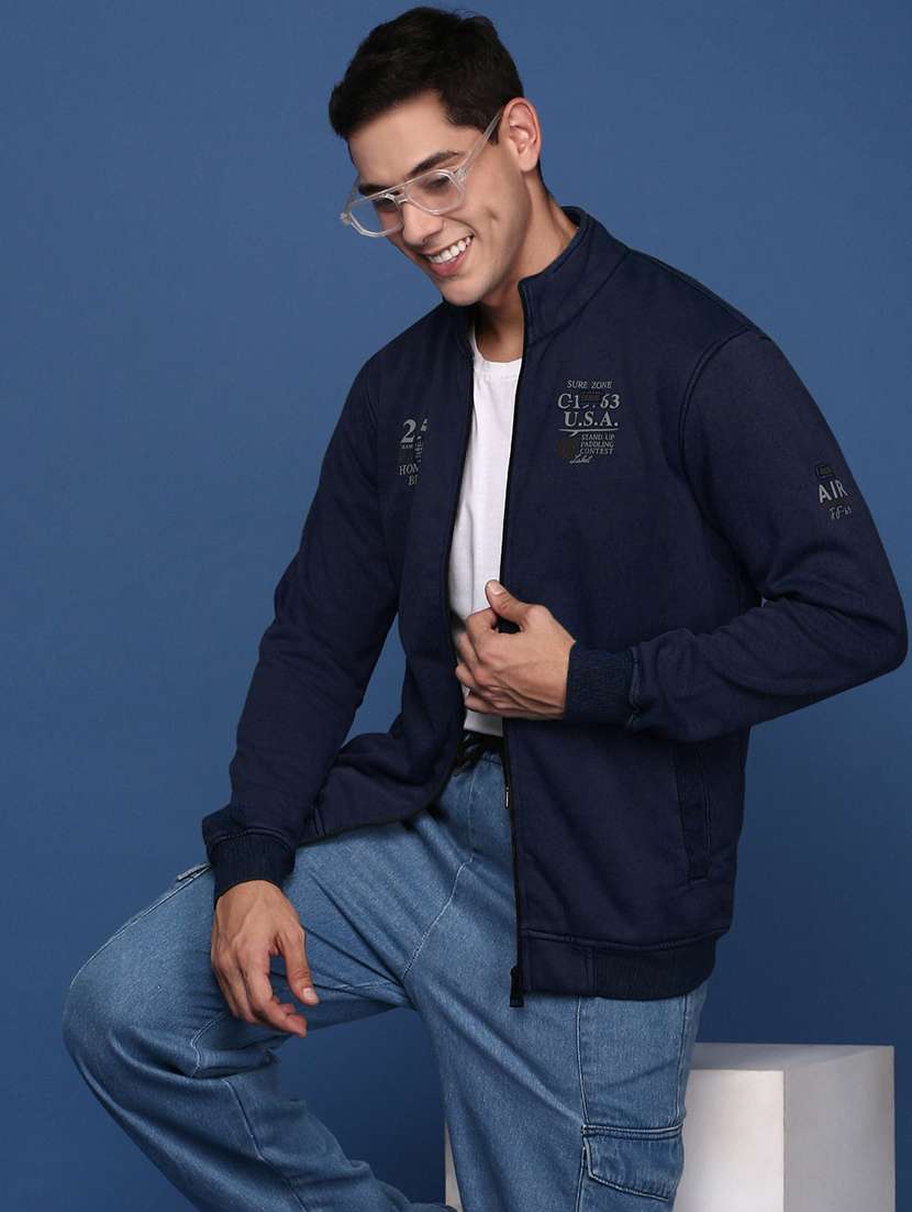 men solid stand collar long sleeve casual jacket - 22037995 -  Zoom Image - 0