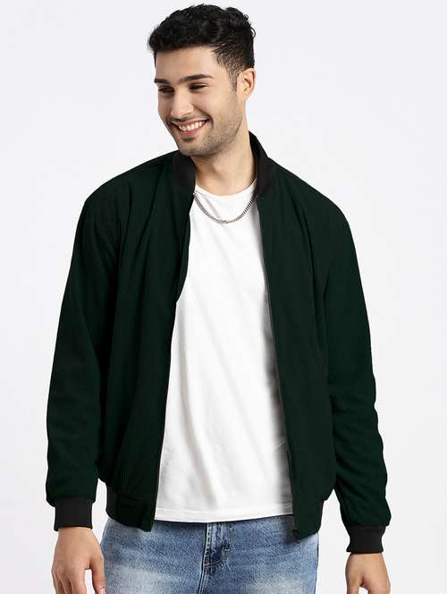 men green solid long sleeve casual jacket - 22037996 -  Standard Image - 0