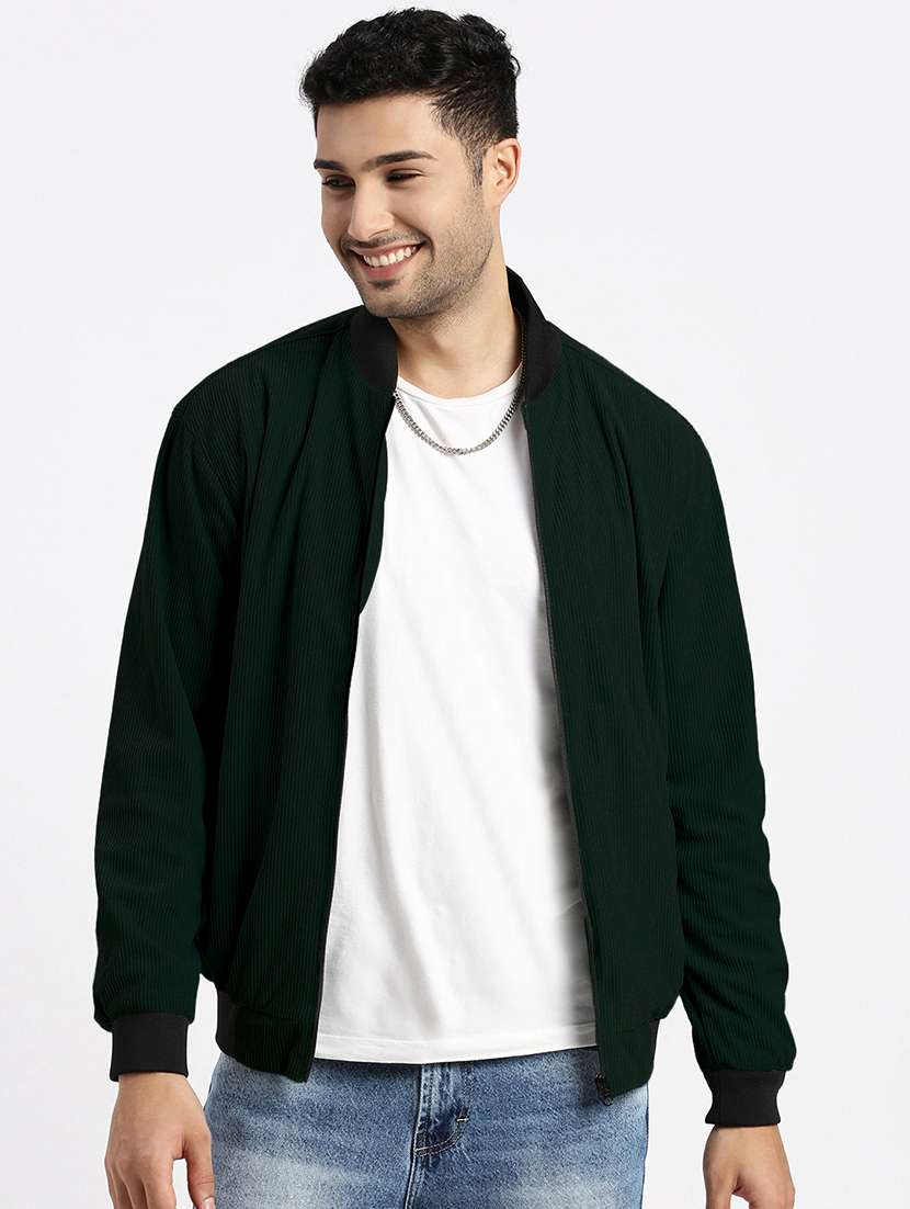 men green solid long sleeve casual jacket - 22037996 -  Zoom Image - 0