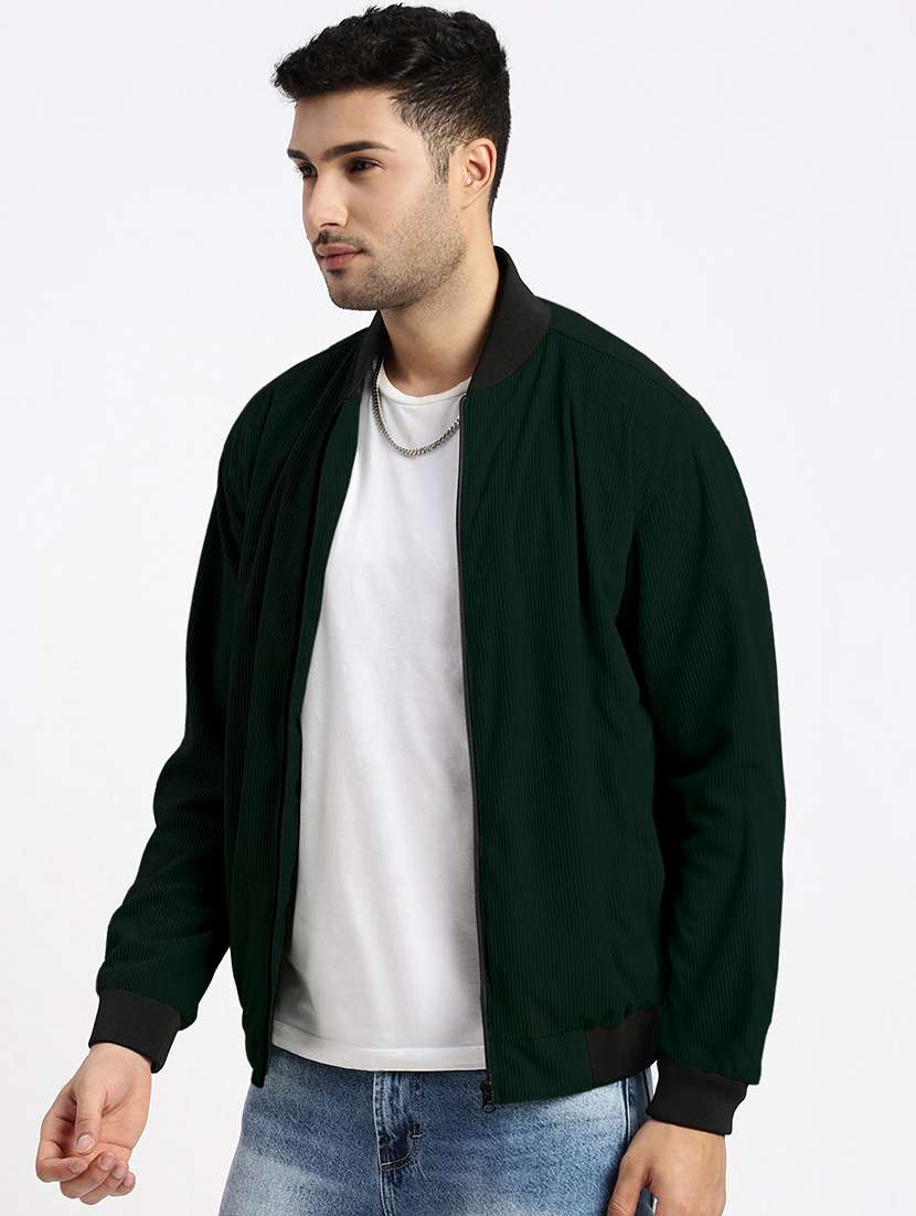 men green solid long sleeve casual jacket - 22037996 -  Standard Image - 1