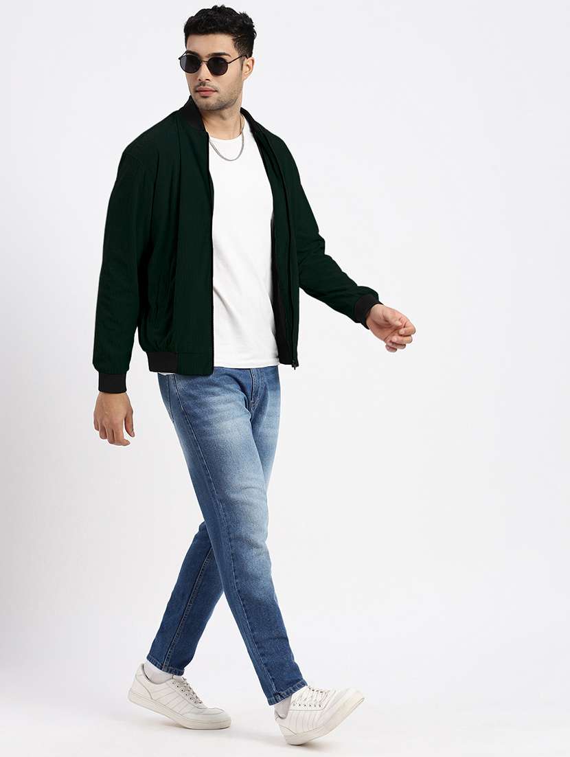 men green solid long sleeve casual jacket - 22037996 - Standard Image - 4