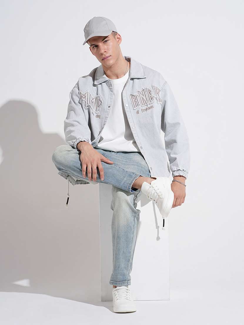 men collared long sleeve denim jacket - 22038001 - Standard Image - 6