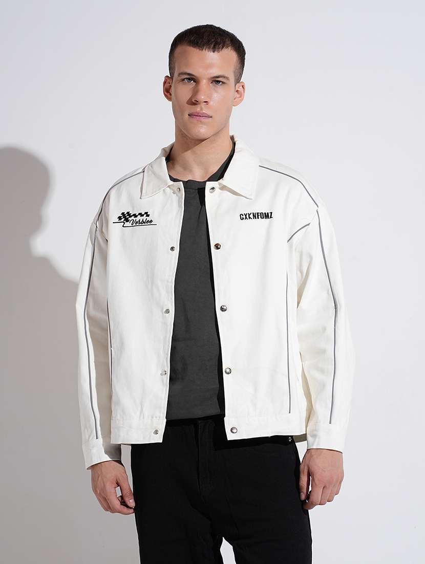 men collared long sleeve denim jacket - 22038002 -  Standard Image - 1