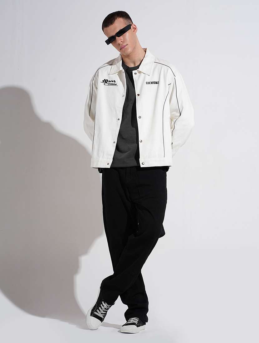 men collared long sleeve denim jacket - 22038002 - Standard Image - 4