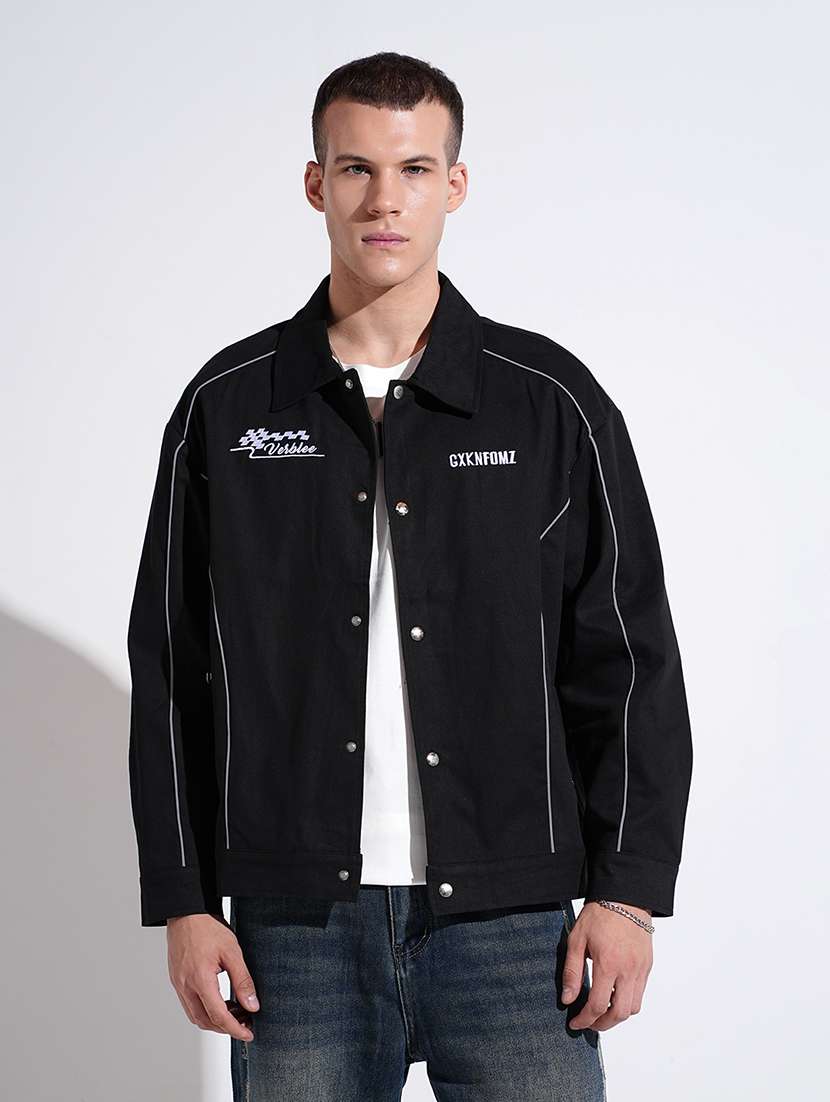 men collared long sleeve denim jacket - 22038003 -  Standard Image - 1