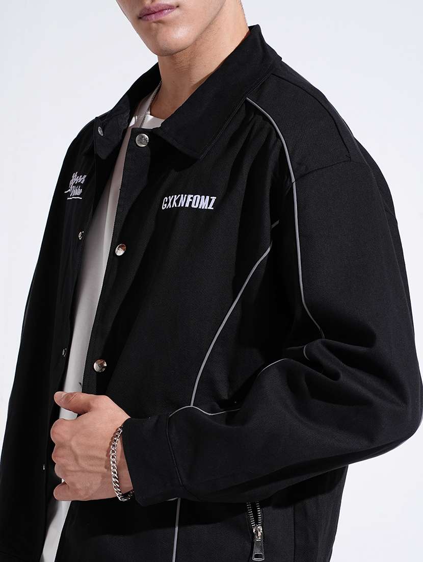 men collared long sleeve denim jacket - 22038003 - Standard Image - 4