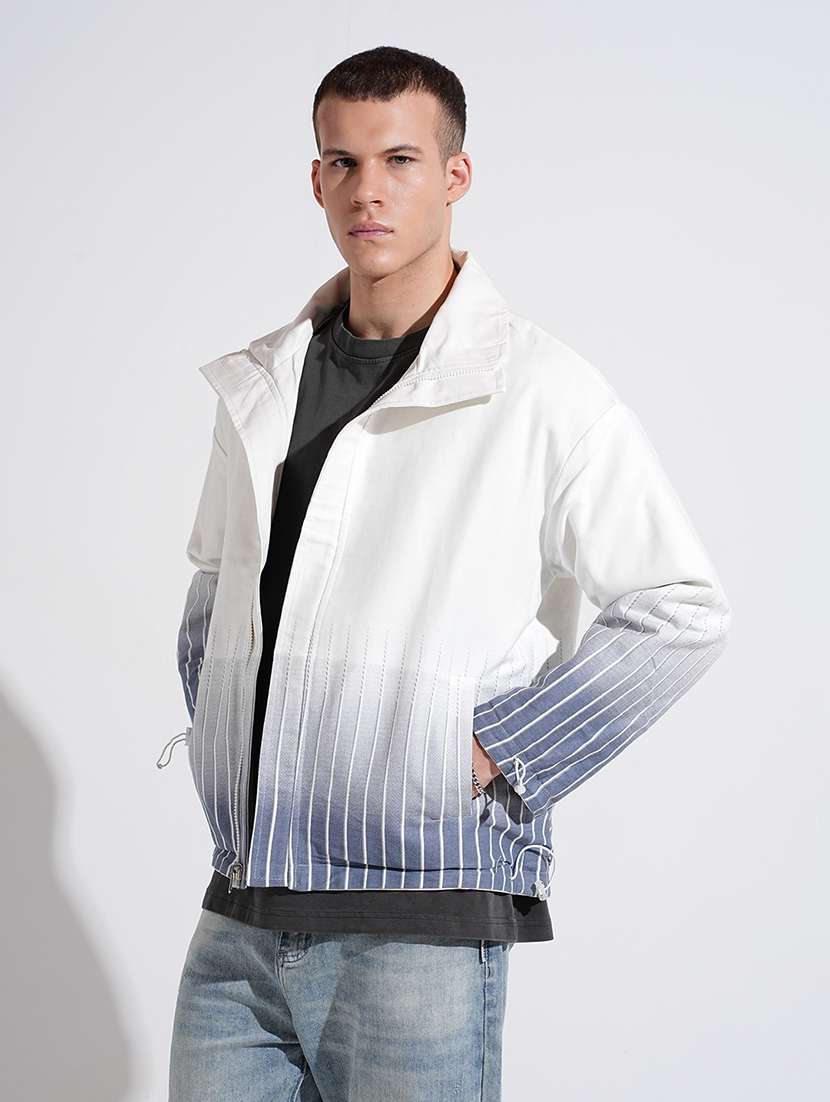 men ombre print long sleeve bomber jacket - 22038004 -  Standard Image - 1