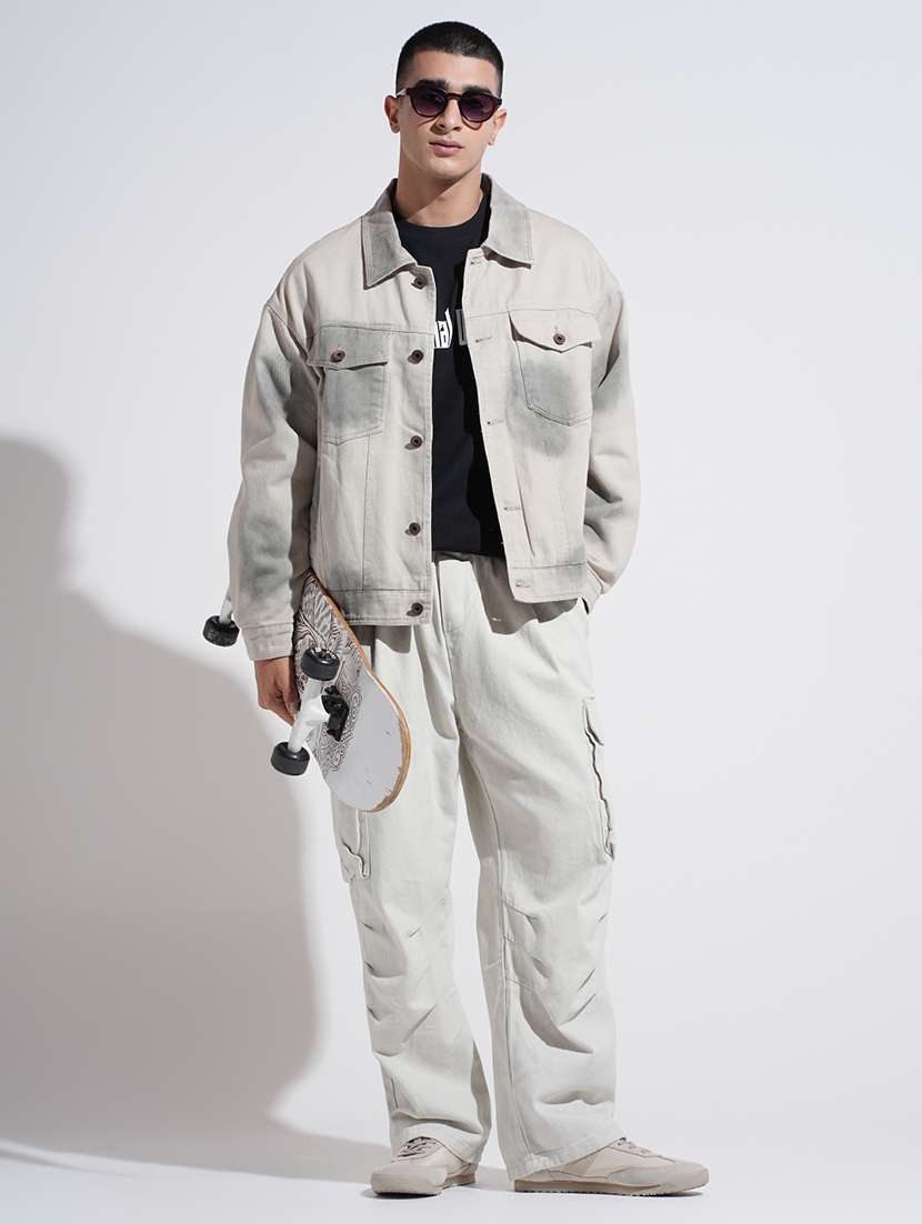 men collared long sleeve denim jacket - 22038006 - Standard Image - 4
