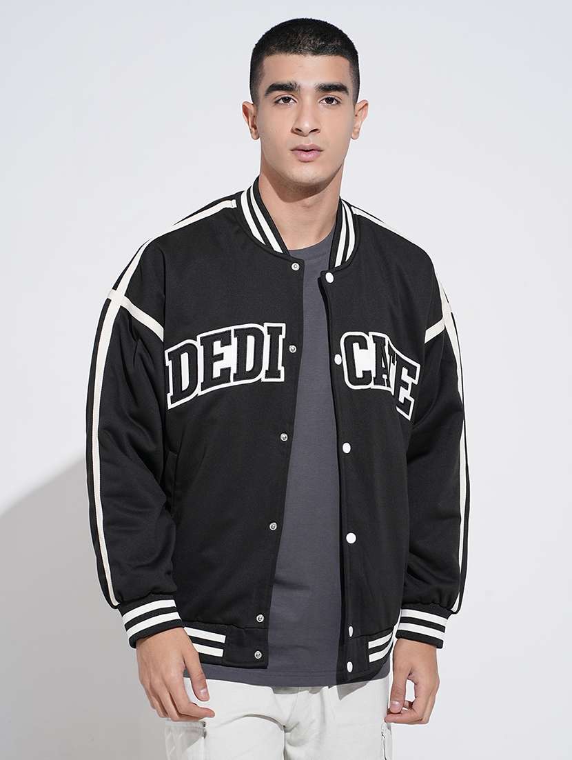 men typographic print ng sleeve varsity jacket - 22038010 - Standard Image - 1