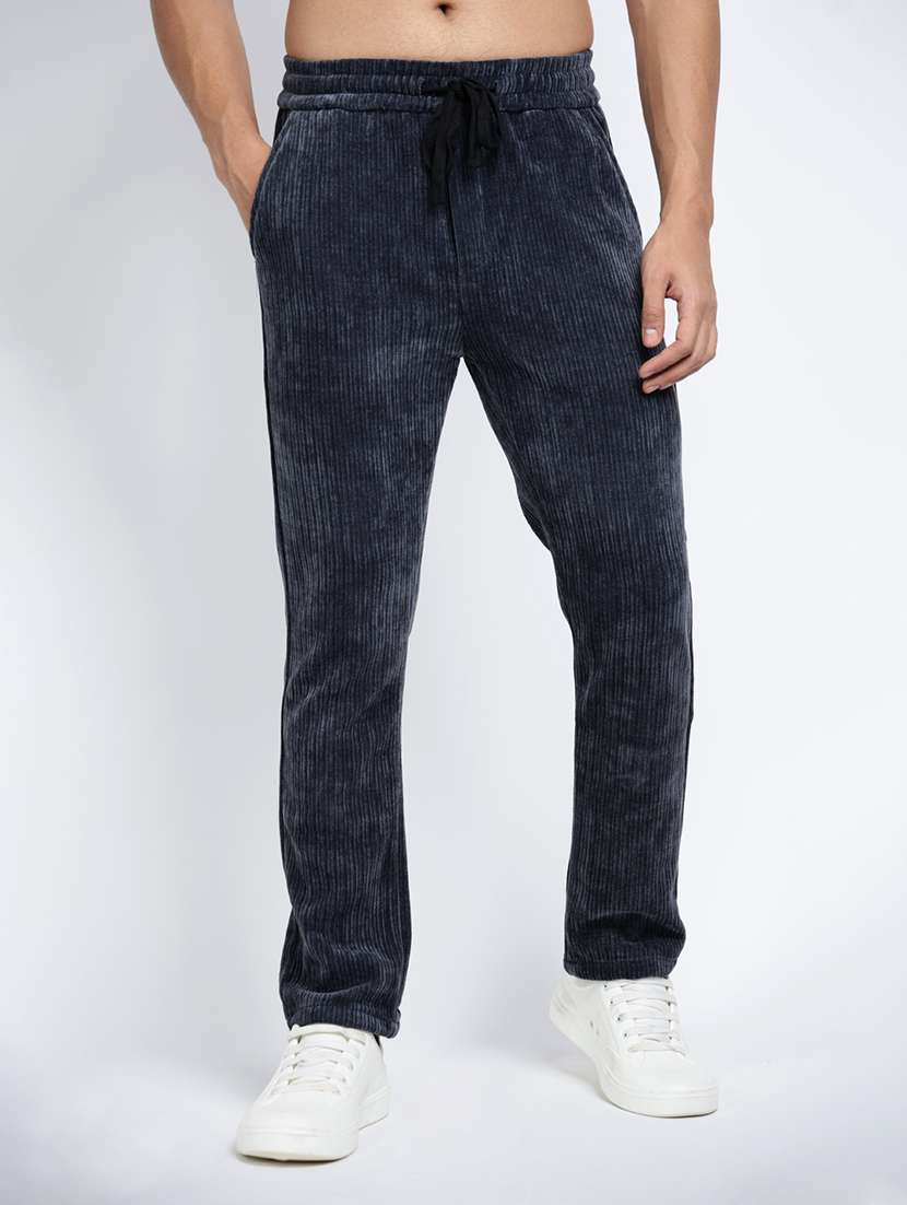 men solid mid rise corduroy casual trouser - 22038013 -  Standard Image - 1