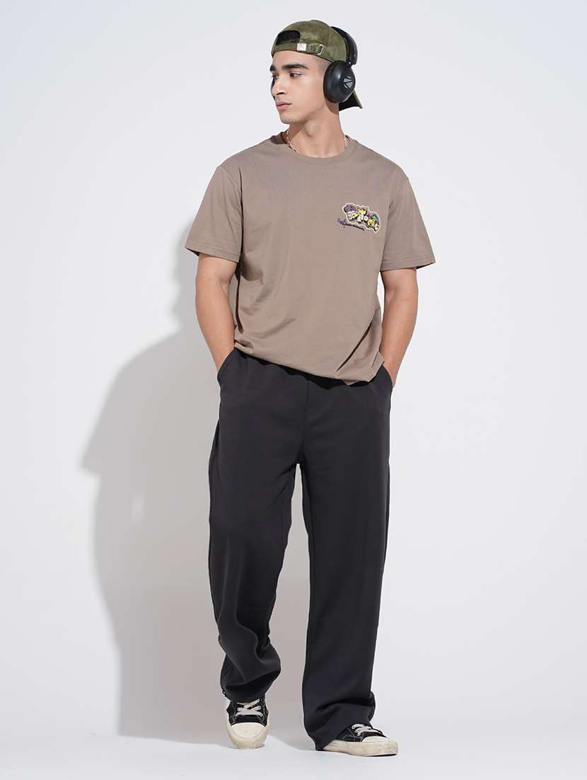 men solid mid rise loose fit trouser - 22038025 -  Standard Image - 4