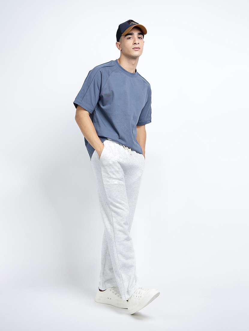 men grey solid relaxed fit track pant - 22038038 - Standard Image - 4