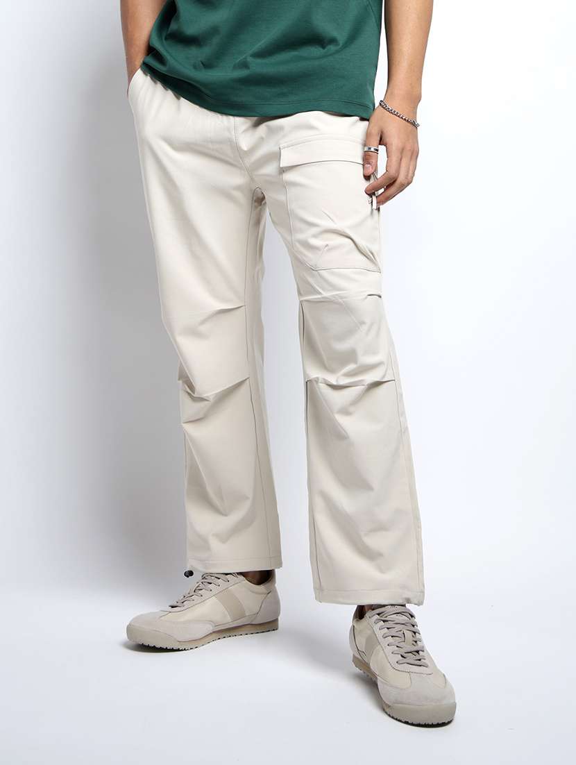 men solid mid rise relaxed fit parachute pants